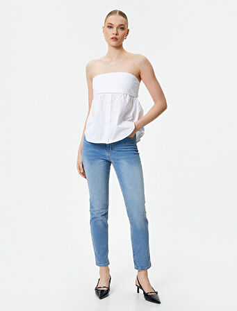 Slim Fit Kot Pantolon Esnek Standart Bel - Eve Slim Jeans