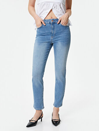 Slim Fit Kot Pantolon Esnek Standart Bel - Eve Slim Jeans