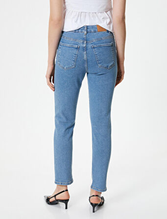 Slim Fit Kot Pantolon Esnek Standart Bel - Eve Slim Jeans