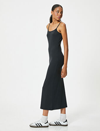 Maksi İnce Askılı Kalem Elbise Slim Fit