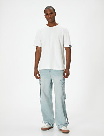 Bol Kot Pantolon Kargo Cepli Düğmeli Geniş Paça