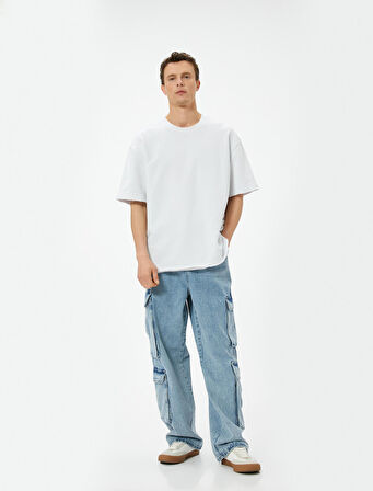 Oversize Kot Pantolon Kargo Cepli Düğmeli