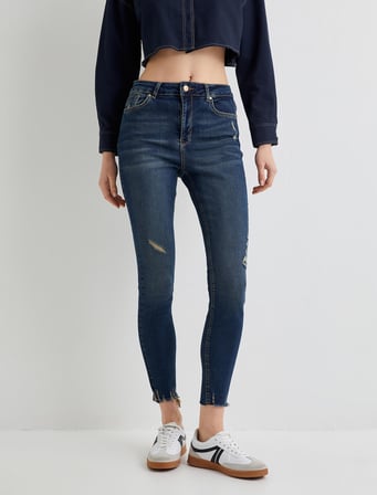 Yüksek Bel Skinny Fit Jeans Dar Kısa Paça Dar Kesim - Carmen Skinny Jean
