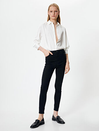 Yüksek Bel Dar Paça Kot Pantolon Skinny Push Up Fit Cepli Pamuklu - Carmen Skinny Jean