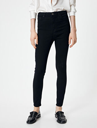 Yüksek Bel Dar Paça Kot Pantolon Skinny Push Up Fit Cepli Pamuklu - Carmen Skinny Jean