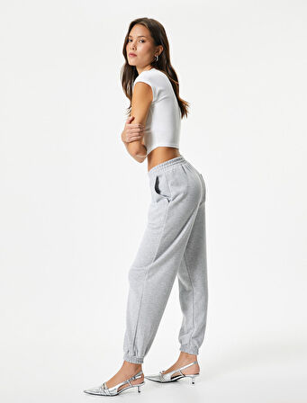 Jogger Eşofman Altı Beli ve Paçası Lastikli Nervürlü