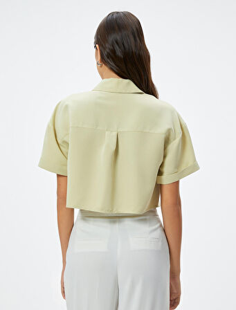 Crop Gömlek Kısa Kollu Düğmeli