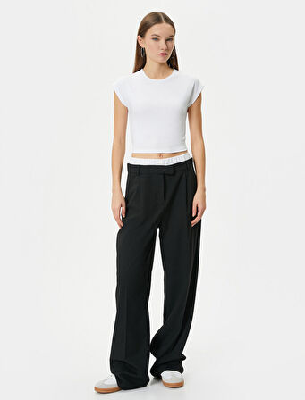 Basic Modal Tişört Slim Fit Ribanalı Kısa Kollu Bisiklet Yaka