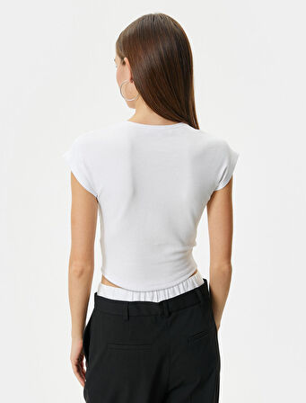 Basic Modal Tişört Slim Fit Ribanalı Kısa Kollu Bisiklet Yaka