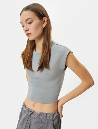 Basic Modal Tişört Slim Fit Ribanalı Kısa Kollu Bisiklet Yaka