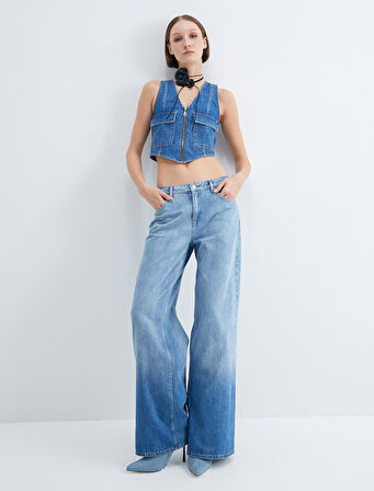 Kot Yelek Fermuarlı V Yaka Kapaklı Cep Detaylı