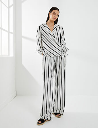 Bluz Kruvaze Bağlamalı Uzun Kollu 