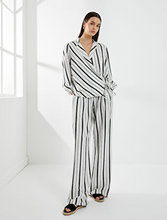 Bluz Kruvaze Bağlamalı Uzun Kollu 