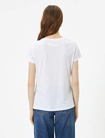 Baskılı Tişört Bisiklet Yaka Kısa Kollu