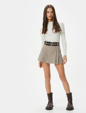 Dik Yaka Tişört Uzun Kollu Ribanalı Slim Fit Viskoz Kumaş Karışımlı