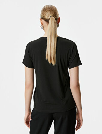 Baskılı Tişört Bisiklet Yaka Kısa Kollu