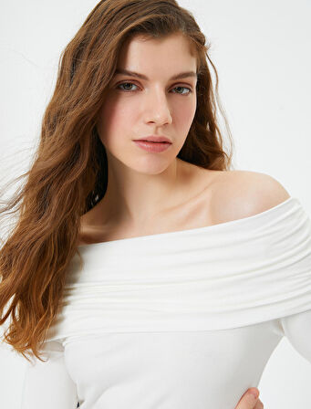 Madonna Yaka Tişört Uzun Kollu Viskoz Kumaş Slim Fit