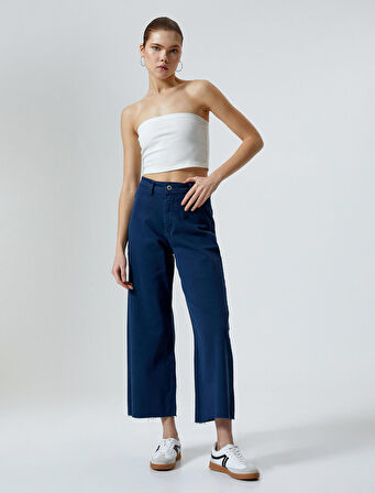 Geniş Kısa Paça Kot Pantolon Yüksek Bel - Sandra Jeans