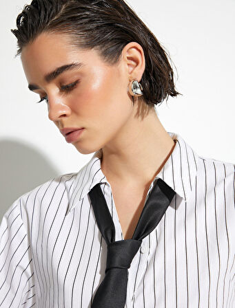 Crop Gömlek Uzun Kollu Klasik Yaka Düğmeli