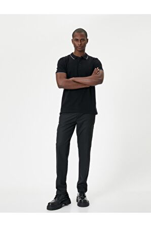 Polo Yaka Tişört Slim Fit Kısa Kollu Biyeli