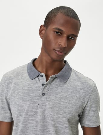 Polo Yaka Tişört Slim Fit Kısa Kollu Düğmeli