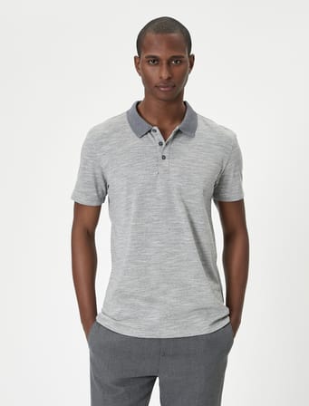 Polo Yaka Tişört Slim Fit Kısa Kollu Düğmeli
