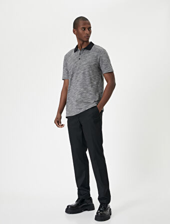 Polo Yaka Tişört Slim Fit Kısa Kollu Düğmeli