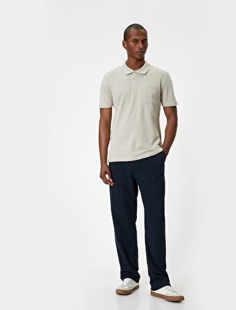 Polo Yaka Tişört Slim Fit Cep Detaylı Düğmeli