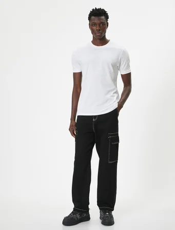Basic Tişört Slim Fit Kısa Kollu Bisiklet Yaka
