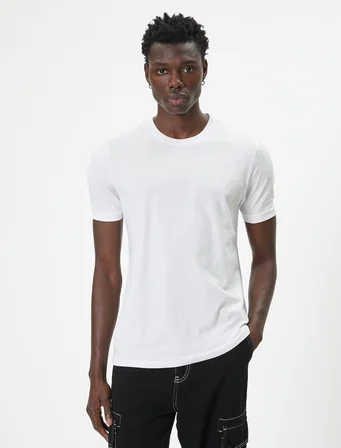 Basic Tişört Slim Fit Kısa Kollu Bisiklet Yaka