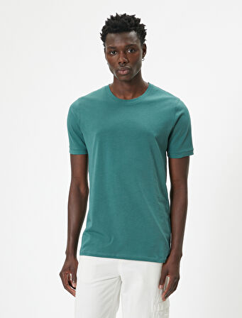 Basic Tişört Slim Fit Kısa Kollu Bisiklet Yaka