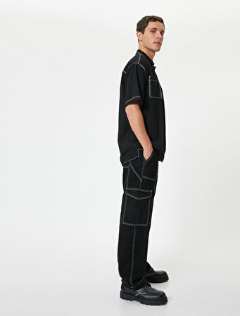 Bol Paça Oversize Paraşüt Kargo Kot Pantolon