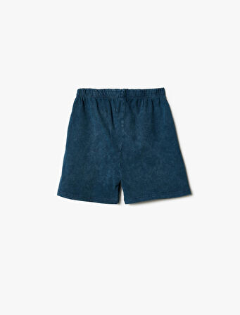 Şort Yıkamalı Beli Lastikli Cepli Pamuklu