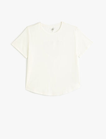 Arkası Pencere Detaylı Spor Tişört Kısa Kollu Bisiklet Yaka Rahat Kalıp