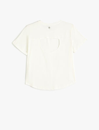 Arkası Pencere Detaylı Spor Tişört Kısa Kollu Bisiklet Yaka Rahat Kalıp