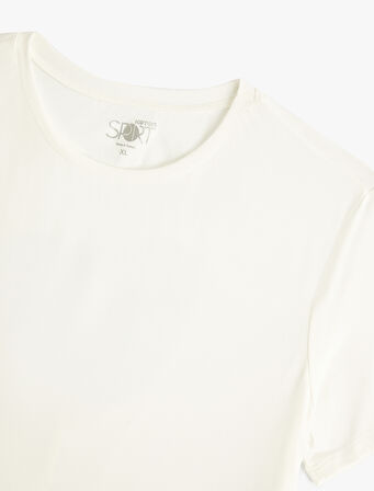 Arkası Pencere Detaylı Spor Tişört Kısa Kollu Bisiklet Yaka Rahat Kalıp