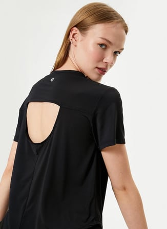 Koton Bisiklet Yaka Siyah Kadın T-Shirt 4SAK10180NK