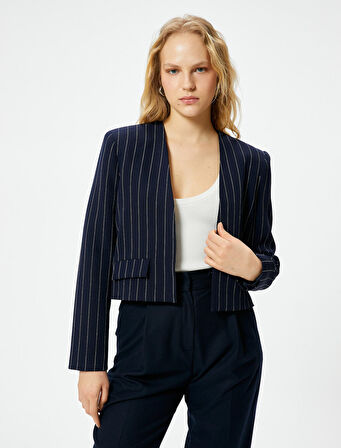 Blazer Ceket Kapaklı Cepli Standart Kesim