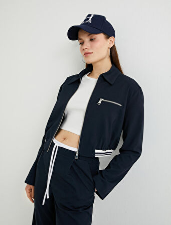 Bomber Ceket Fermuarlı Ribanalı Cepli