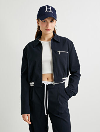 Bomber Ceket Fermuarlı Ribanalı Cepli