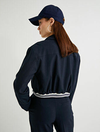 Bomber Ceket Fermuarlı Ribanalı Cepli