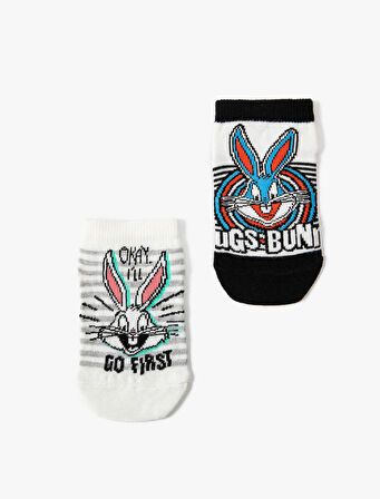 2'li Bugs Bunny Baskılı Çorap Seti Lisanslı