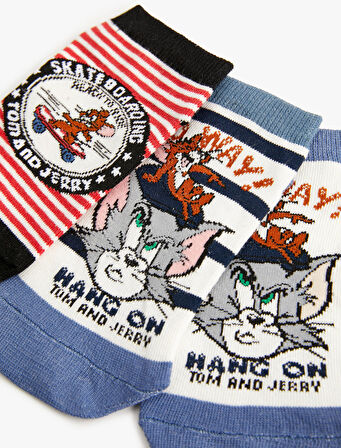 3'lü Tom ve Jerry Baskılı Çorap Seti Lisanslı