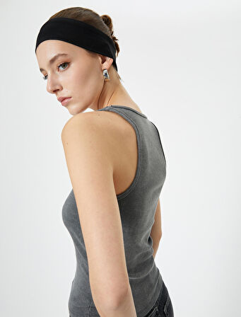 Fitilli Atlet U Yaka Kalın Askılı Slim Fit Pamuklu