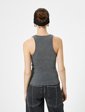 Fitilli Atlet U Yaka Kalın Askılı Slim Fit Pamuklu