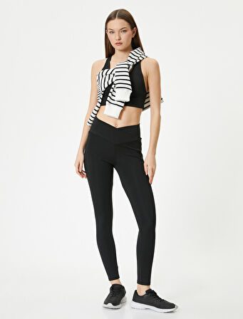 Spor Tayt Asimetrik Kesim Dikiş Detaylı Slim Fit