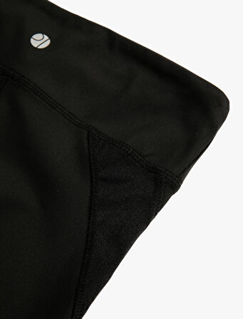 Biker Tayt Spor Tül Detaylı Yüksek Bel Slim Fit