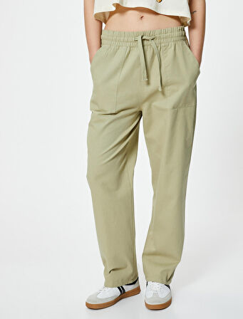 Kanvas Pantolon Pamuklu Rahat Kalıp Beli Bağlamalı