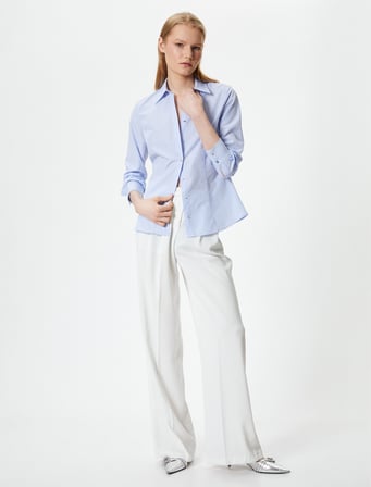 Slim Fit Gömlek Düğmeli Uzun Kollu