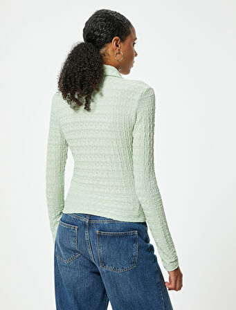 Drapeli Dokulu Gömlek Slim Fit Uzun Kollu